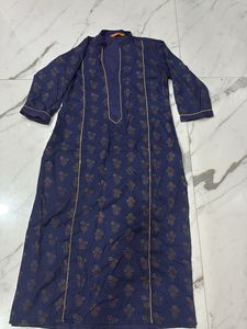 Elegant Navy Blue Printed Kurta