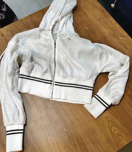 Sparkling Sequin Cropped Hoodie