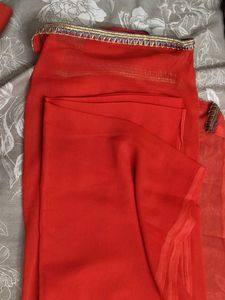 Red Grey Embroidered Suit Set