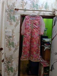 Beautiful Pink Floral Kurta Pallazo Pant and Dupat
