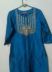 Teal Embroidered Kurta