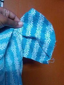 Blue Kurta with White Leaf Print