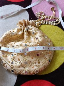 Golden Cream Potli Bag