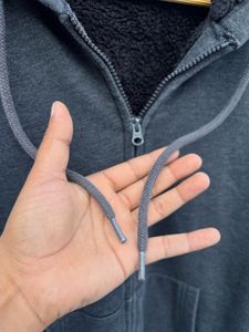 POLHAM UNISEX Grey Sherpa Lined ZIPPER Hoodie