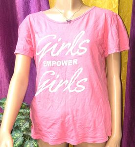 🇬🇧Pink T-shirt Girls Empower Graphic soft silk👕