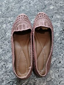 Stylish Rose Gold Embellished Flats