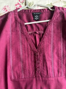 Maroon V-Neck Tunic Kurta