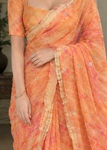 Orange Embellished Saree