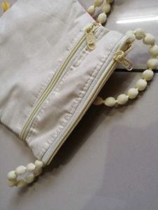 Embroidered Pouch with Beaded Strap