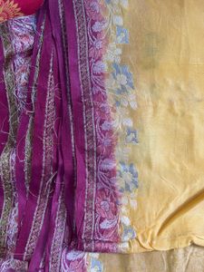 Vibrant Yellow Silk Saree with Rich Border
