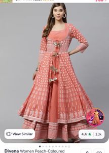 Peach Ethnic Cotton Anarkali with Jacket