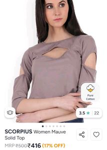 SCORPIUS Women Mauve Solid Top! 🦫🐾