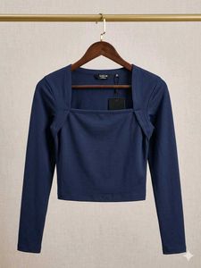 Branded  Square Neck Long Sleeve Top