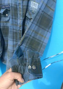 Men's Blue Plaid Long Sleeve Shirt