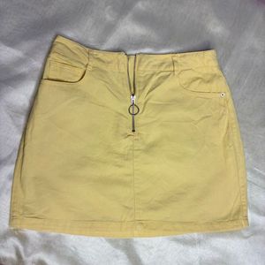 Yellow Mini Skirt with Zipper