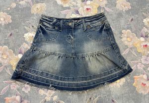 Cute Denim Ruffle Skirt