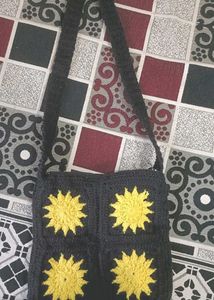 Handmade Crochet Sun Flower Sling Bag