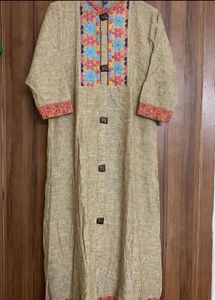 🆕Embroidery Pure Cotton Kurta (XXL)