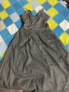 chic grey flowy net dress