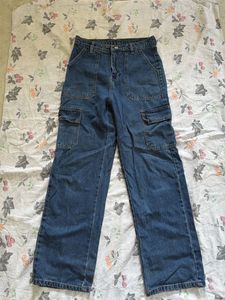 Blue Denim Cargo Jeans