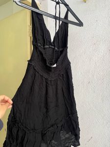 Chic Black Halter Mini Dress