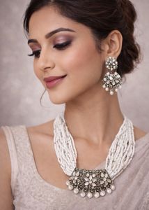 🔥White Beaded Necklace Set