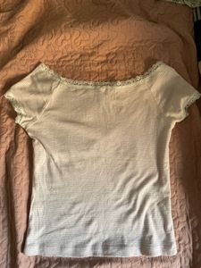 y2k shoujo laced top Striped  Lace Tri