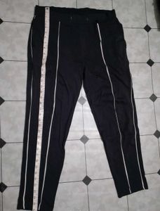 Black Athletic Pants with White Stripe