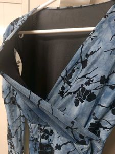Blue Floral Wrap Dress