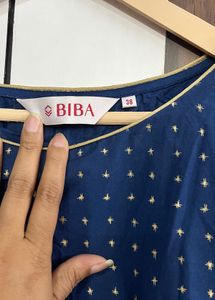 Elegant Blue Kurta with Gold Print