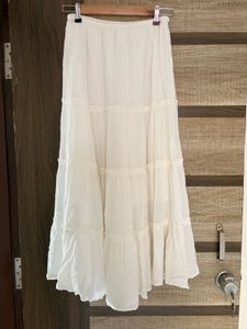 Crinkle Rayon flared maxi skirt with wooden beads