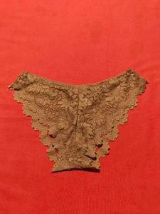 Brown Floral Lace Thong Panty