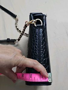 Maria Kurki Black Croc Embossed Crossbody Bag