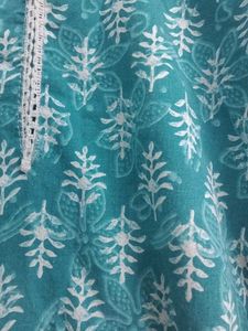 Teal Printed Cotton Kurta