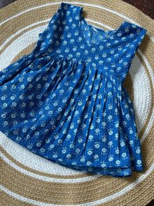 Vibrant Blue Floral Print Kurta