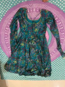 Beautiful Teal Floral Anarkali Kurta Set