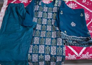 Beautiful Teal Kurta Set with Dupatta