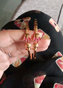 Elegant Gold Bangles with Stone Accents