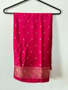 Elegant Pink Banarasi Silk Saree with Blouse Piece