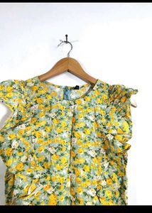 Floral Yellow Ruffled Dress