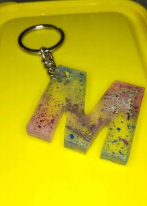 Resin 'M' Initial Keychain