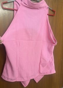 Chic Pink Sleeveless Button-Up Top
