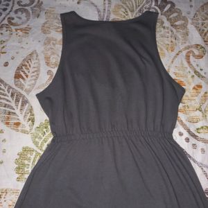 Grey V-neck High Waist Mini Dress