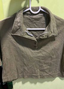 Olive Green Cropped Polo T-Shirt