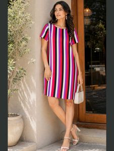 Vibrant Striped Shift Dress