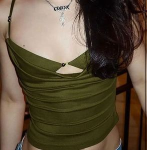 Lulu and Sky Olive Green Cutout  Top
