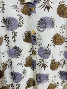 White Kurta with Botanical Print