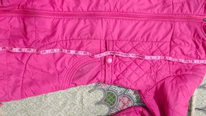 Pink Quilted Jacket with Hood