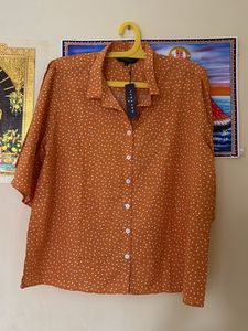 Harvard Orange Polka Dots Top -Xl Size