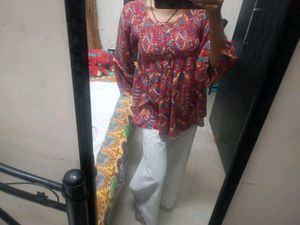 Vibrant kalamkari print tunic top
